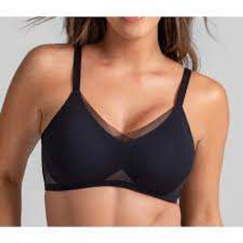 Honeylove Silhouette Bra Black Sand Mesh Wireless Support Bralette Large L